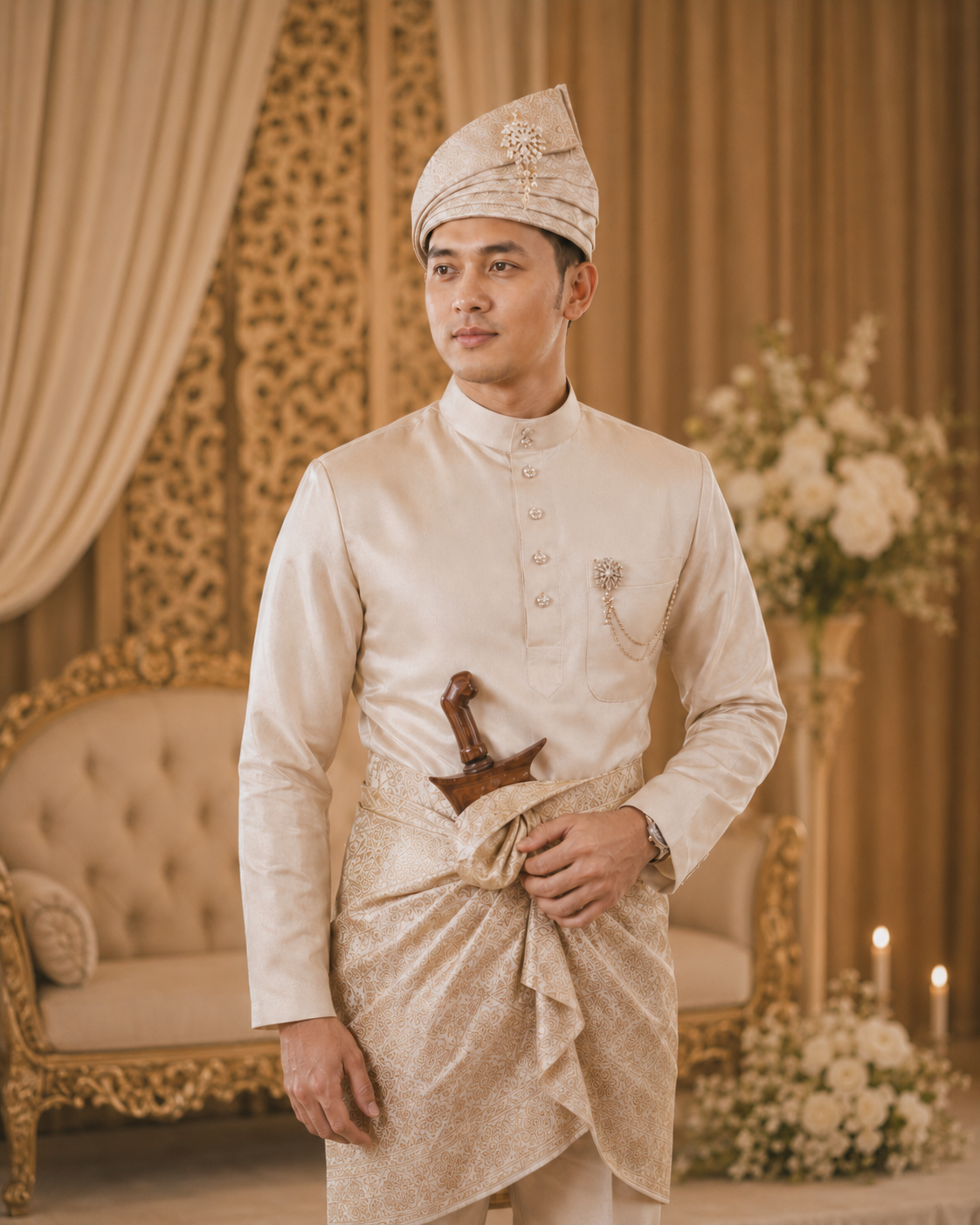 The groom, styled
