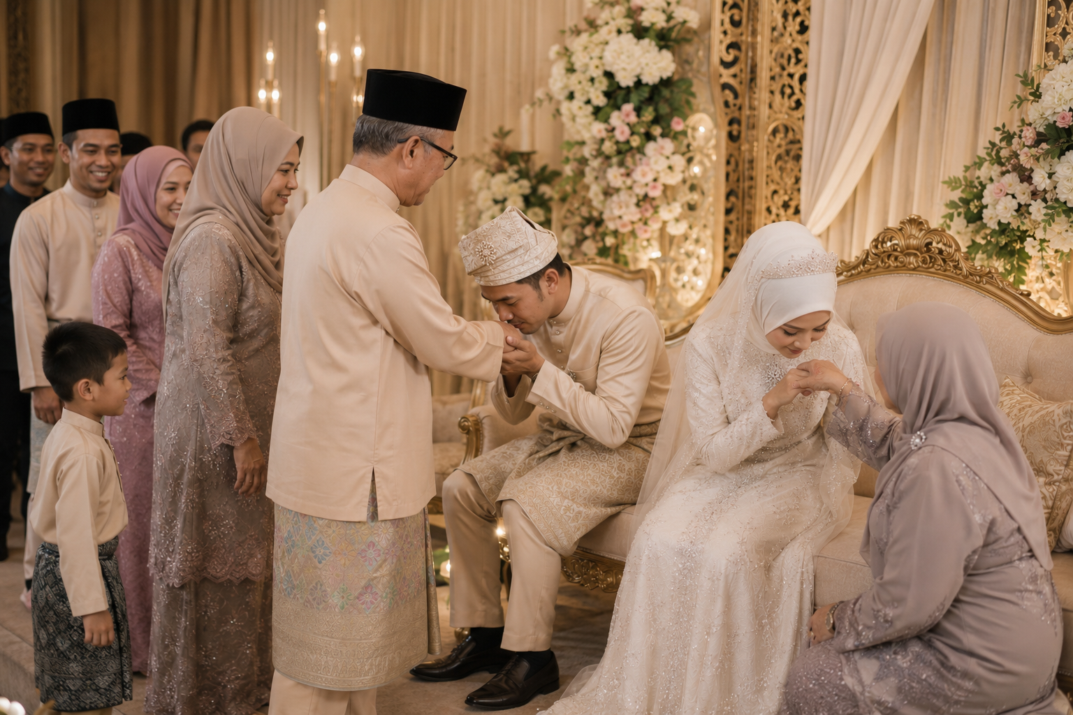 The pelamin, receiving